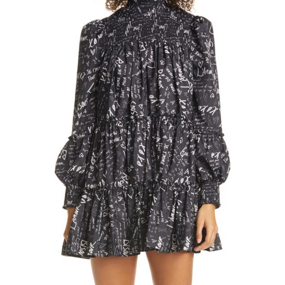 Cinq à Sept Rika Love Note Long Sleeve Minidress
